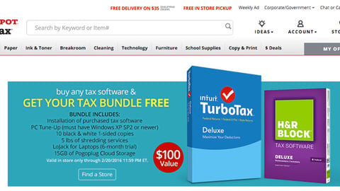 Office Depot ‘Tax Bundle’ Web Page